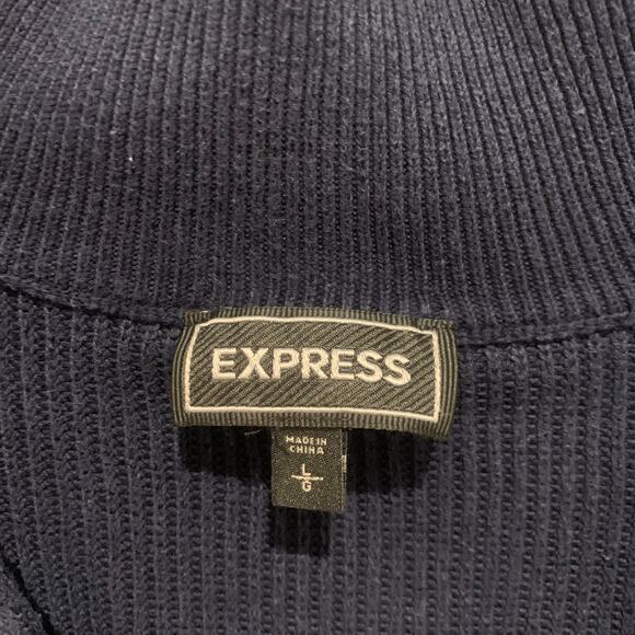 Mock Neck Zip Ribbed Sweater Express Navy Men's - Picture 5 of 7